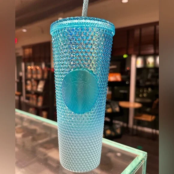 Starbucks Blue Ombre Studded Cup Cold Tumbler Aqua Splash Venti 24oz New 2023 - Picture 4 of 6